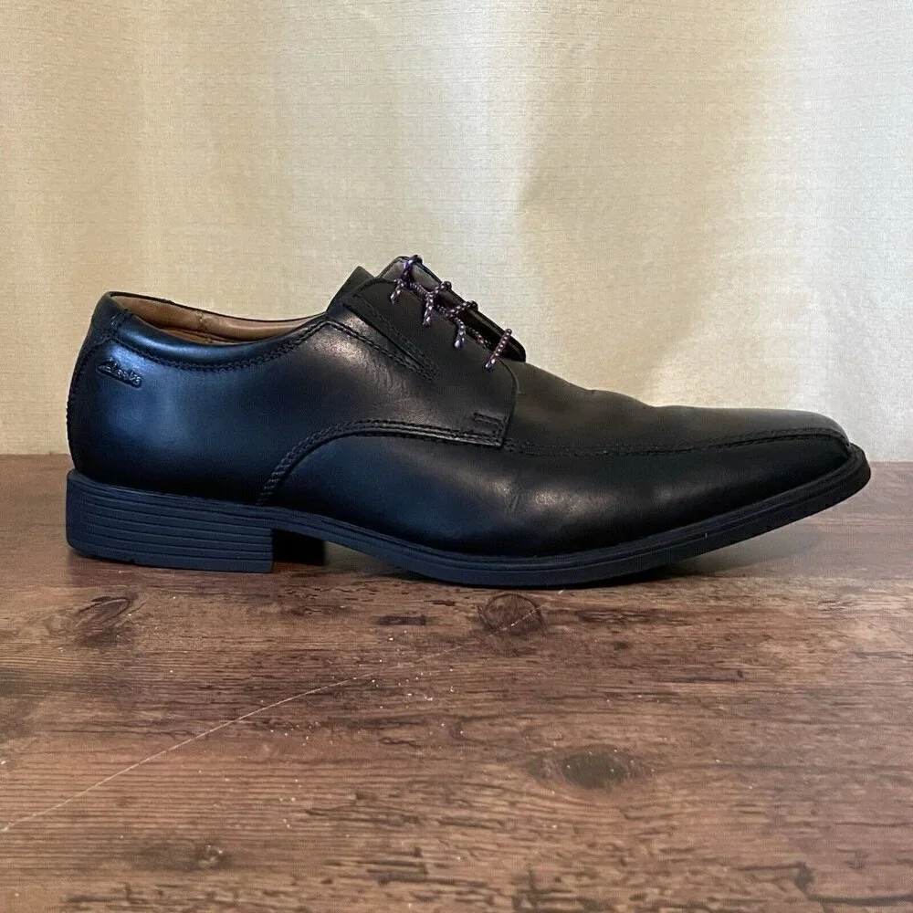 Clarks Mens Tilden Walk Oxford Dress Shoe Sz 11.5 M Black Leather Bicycle Toe